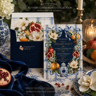 Granatapfel & Magnolie, Herbst-Chinoiserie Einladung