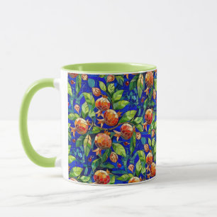 Granatapfel Muster dunkelblau und rotes Fruchtmosa Tasse