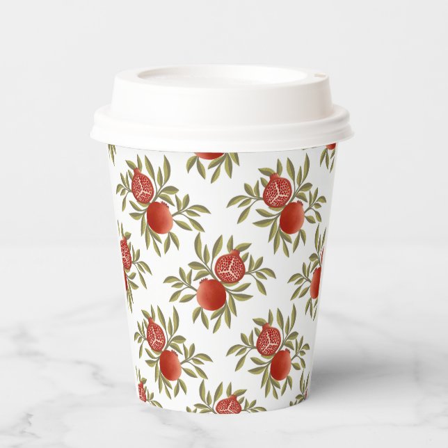 Granatapfel-Muster-Papierbecher Pappbecher (Vorderseite)