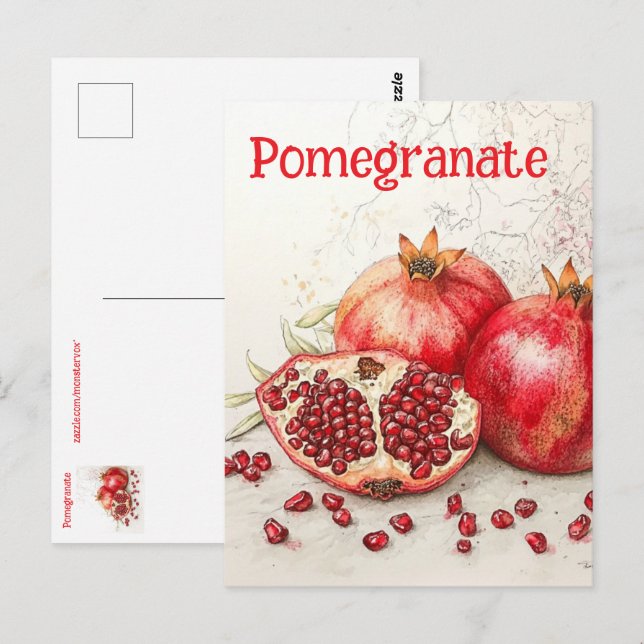Granatapfel-Postkarte Postkarte (Vorne/Hinten)