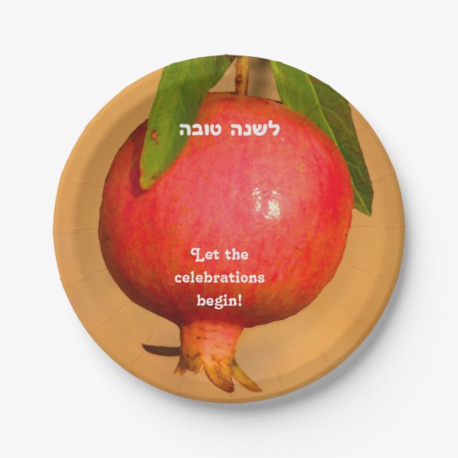 Granatapfel Rosh HaShana Pappteller (Vorderseite)