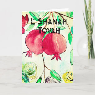 Granatapfel Rosh Hashanah Frucht Shana Tova Feiertagskarte