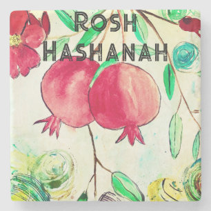 Granatapfel Rosh Hashanah Frucht Shana Tova Steinuntersetzer
