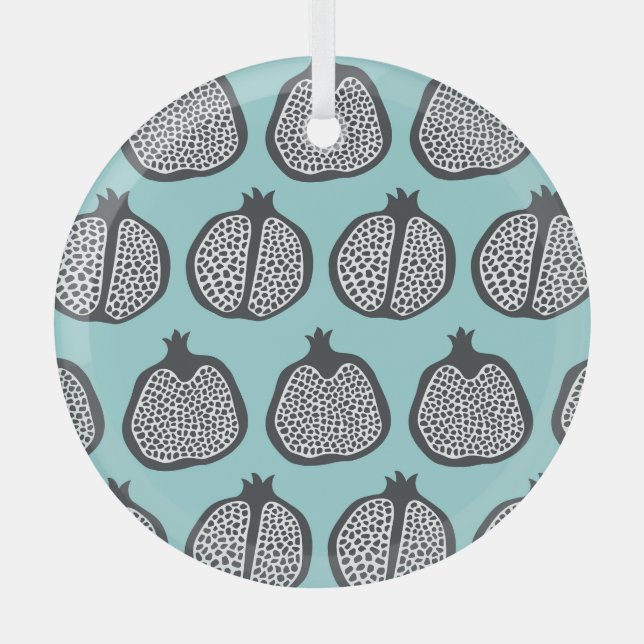 Granatapfel-Scheiben: Schwarzes Aqua-Muster. Ornament Aus Glas (Vorderseite)