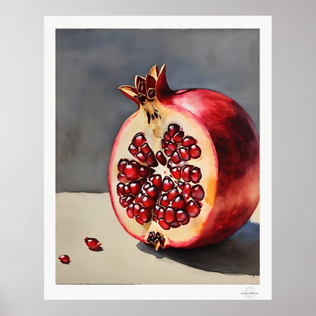 Granatapfel-Stillleben-Poster Poster (Vorne)