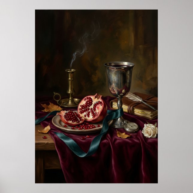 Granatapfel-Stillleben-Poster Poster (Vorne)