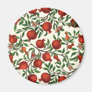 Granatäpfel und Bella Moths auf weißem Boden Magnet