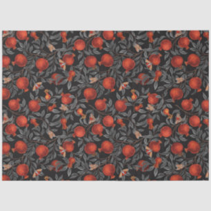 Granatäpfel und Bella-Motten in Rot und Grau Seidenpapier