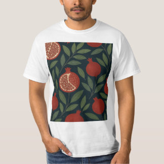 Granatäpfel und Blattmuster T-Shirt
