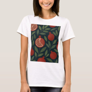 Granatäpfel und Blattmuster T-Shirt