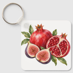 Granatapfel- und Feigenhälften-Schlüsselanhänger Schlüsselanhänger