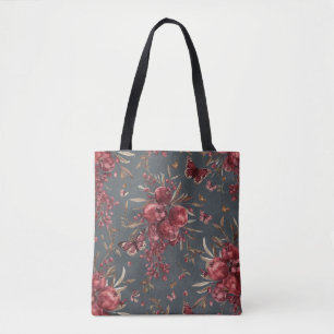 Granatapfel- und Oliven-Botanik-Tasche