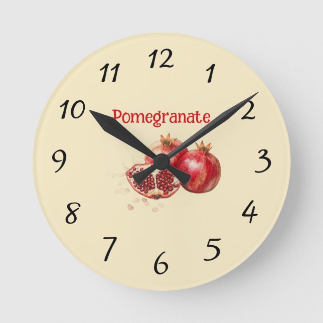 Granatapfel-Wanduhr Runde Wanduhr (Vorderseite)