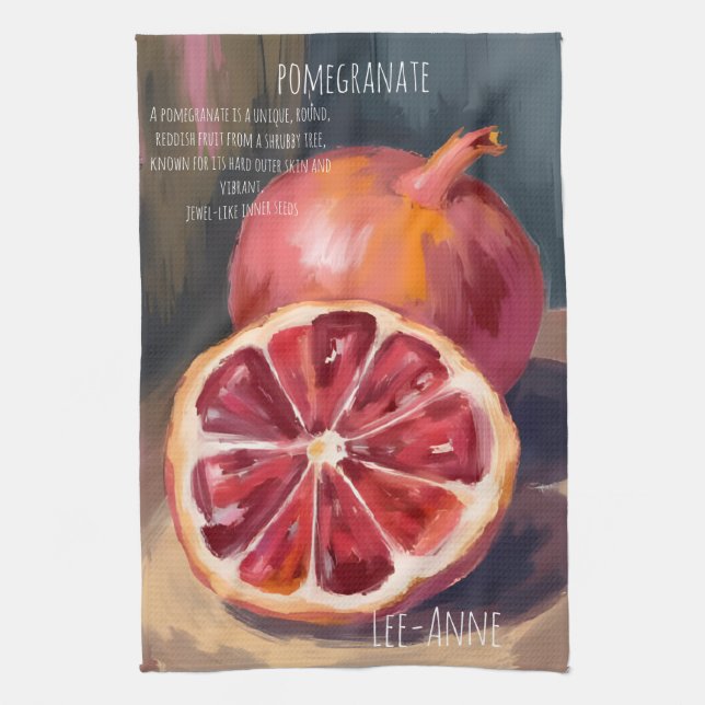 Granatapfel-Wasserfarbe auf texturiertem Hintergru Geschirrtuch (Vertikal)