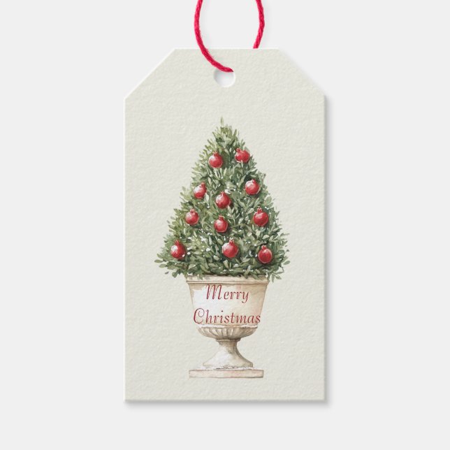 Granatapfelbaum Weihnachten Geschenkanhänger (Vorderseite)
