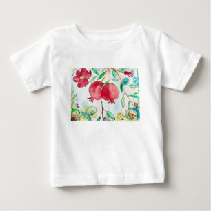 Granatapfelfrucht Natur Kunst Wasserfarbe rot Baby T-shirt