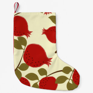 Granatapfelfrüchte: Cartoon Gelber Hintergrund Kleiner Weihnachtsstrumpf