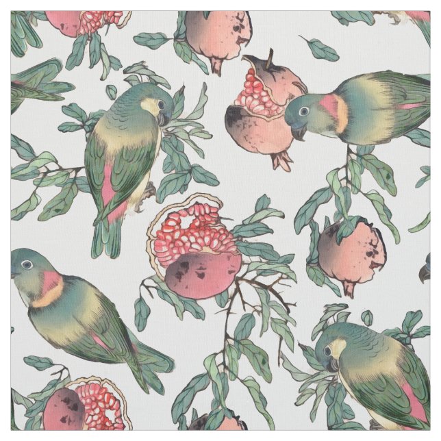 Granatapfelfrüchte & Lovebirds Stoff (Muster)