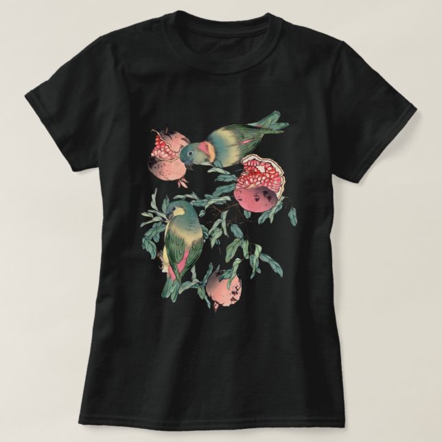 Granatapfelfrüchte & Lovebirds T-Shirt (Design vorne)