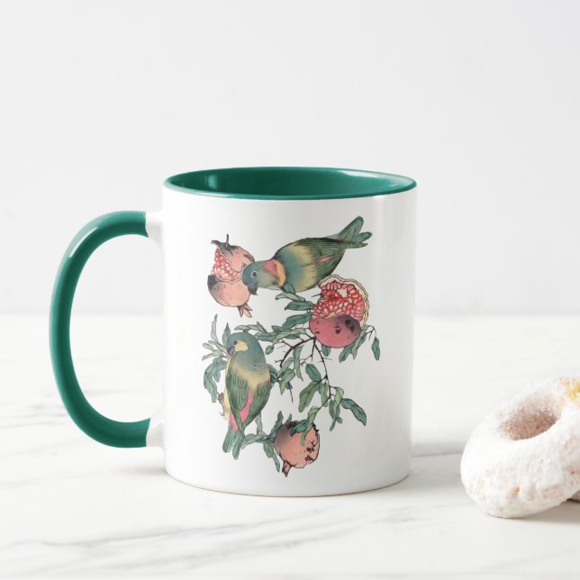 Granatapfelfrüchte & Lovebirds Tasse (Mit Donut)