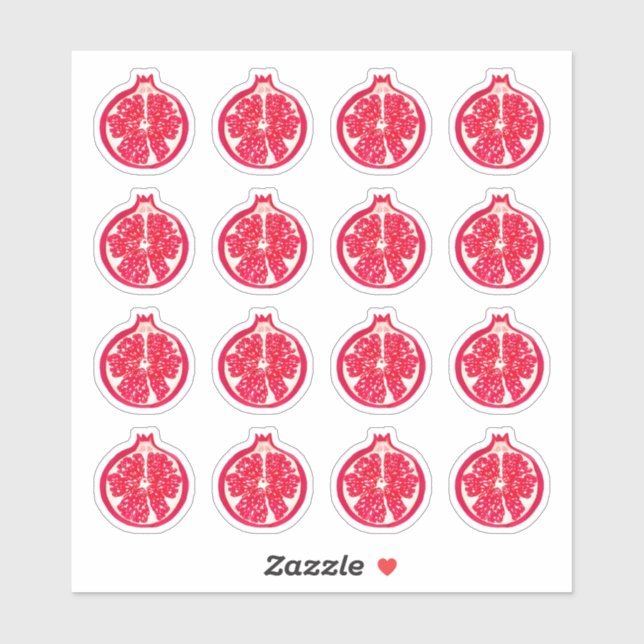 Granatapfelsticker Aufkleber (Blatt)