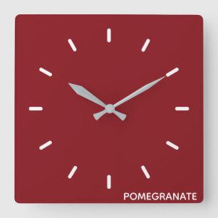 Granatrot - Name Quadratische Wanduhr