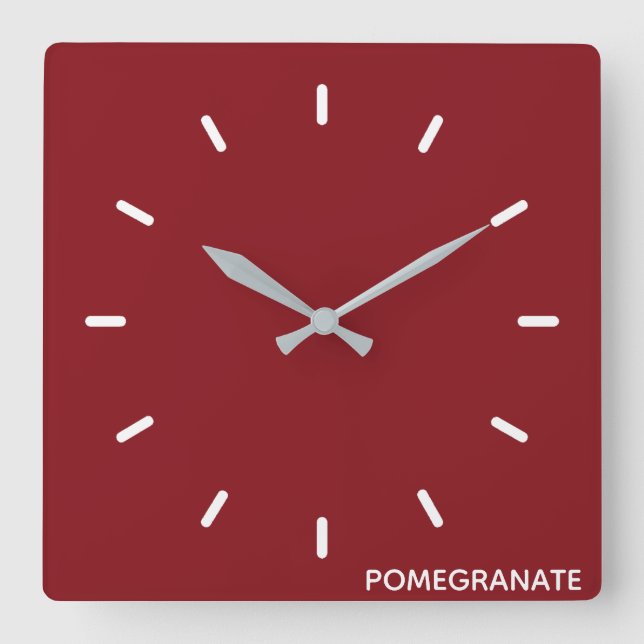 Granatrot - Name Quadratische Wanduhr (Vorderseite)