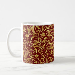 Granatrote Goldene Schnörkelarbeit Kaffeetasse