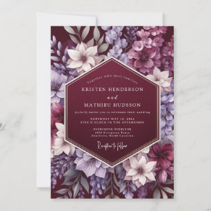 Granatrote Majestätische Hochzeitsblüte Einladung