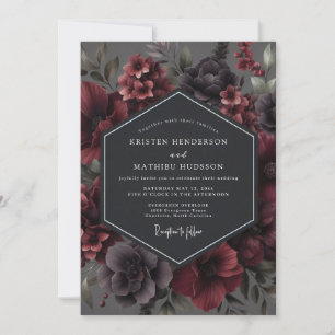 Granatrote Moody Flora Hochzeit Einladung