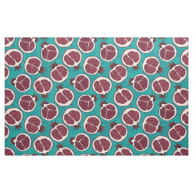 Granatscheiben auf Türkis Stoff (Fat Quarter (45,7 x 55,9 cm))