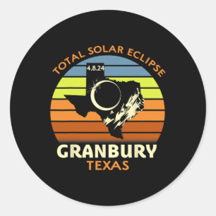 Granbury Texas Total Solar Eclipse 2024 Runder Aufkleber