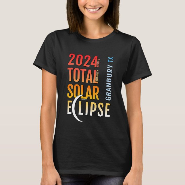 Granbury Texas TX Solar Eclipse insgesamt 2024 5 T-Shirt (Vorderseite)