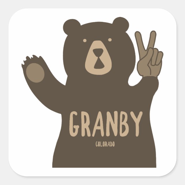 Granby Colorado Peace Bär Quadratischer Aufkleber (Vorderseite)