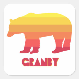 Granby Colorado Rainbow Bear Quadratischer Aufkleber
