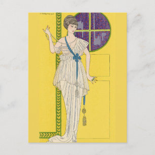 Grand Abend Dress in Satin von George Barbier Postkarte