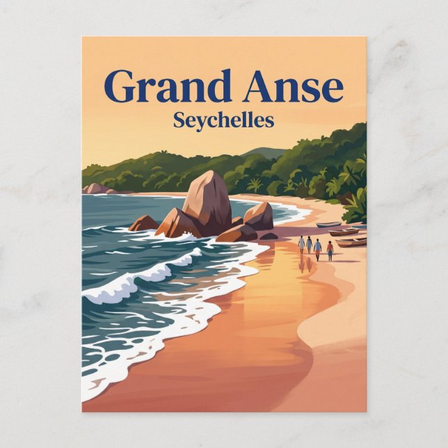 Grand Anse, La Digue Seychellen Postkarte (Vorderseite)