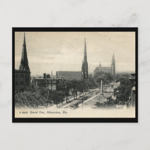 Grand Ave., Milwaukee, Wisconsin 1907 Vintage Postkarte
