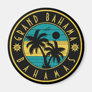 Grand Bahama Bahamas Retro Palme Souvenirs Magnet