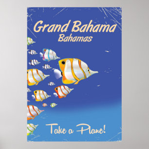 Grand Bahama Vintag Tropical Fish Reiseplakat Poster