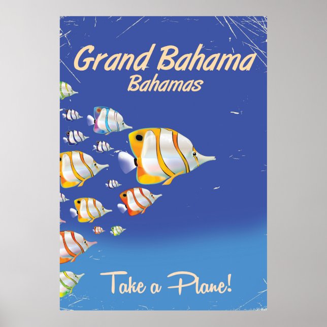 Grand Bahama Vintag Tropical Fish Reiseplakat Poster (Vorne)
