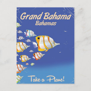 Grand Bahama Vintage Tropischer Fisch Reiseplakat Postkarte