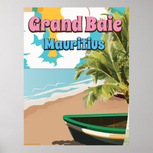 Grand Baie Mauritius Vintage Reiseplakat. Poster
