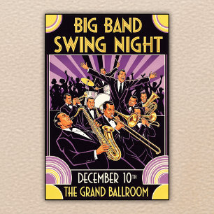 Grand Ballroom Big Band Swing Nacht Vintage Poster