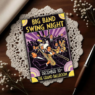 Grand Ballroom Big Band Swing Nacht Vintage Postkarte