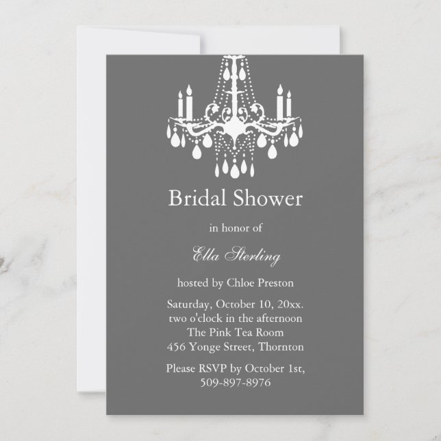 Grand Ballroom Bridal Shower Invitation (grau) Einladung (Vorderseite)