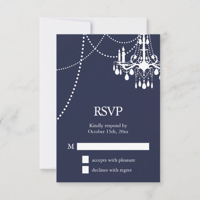 Grand Ballroom Wedding RSVP in Blue (Vorderseite)