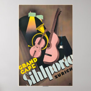 Grand Cafe Sihlporte Zürich Schweiz Vintage Poster