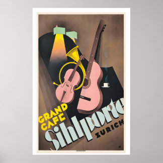 Grand Cafe Sihlporte Zürich Schweiz Vintage Poster