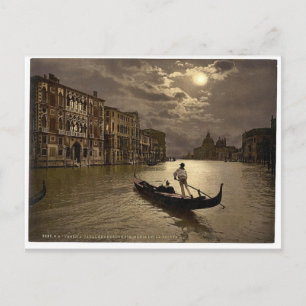 Grand Canal bei Mondlicht, Venedig, Italien Vintag Postkarte